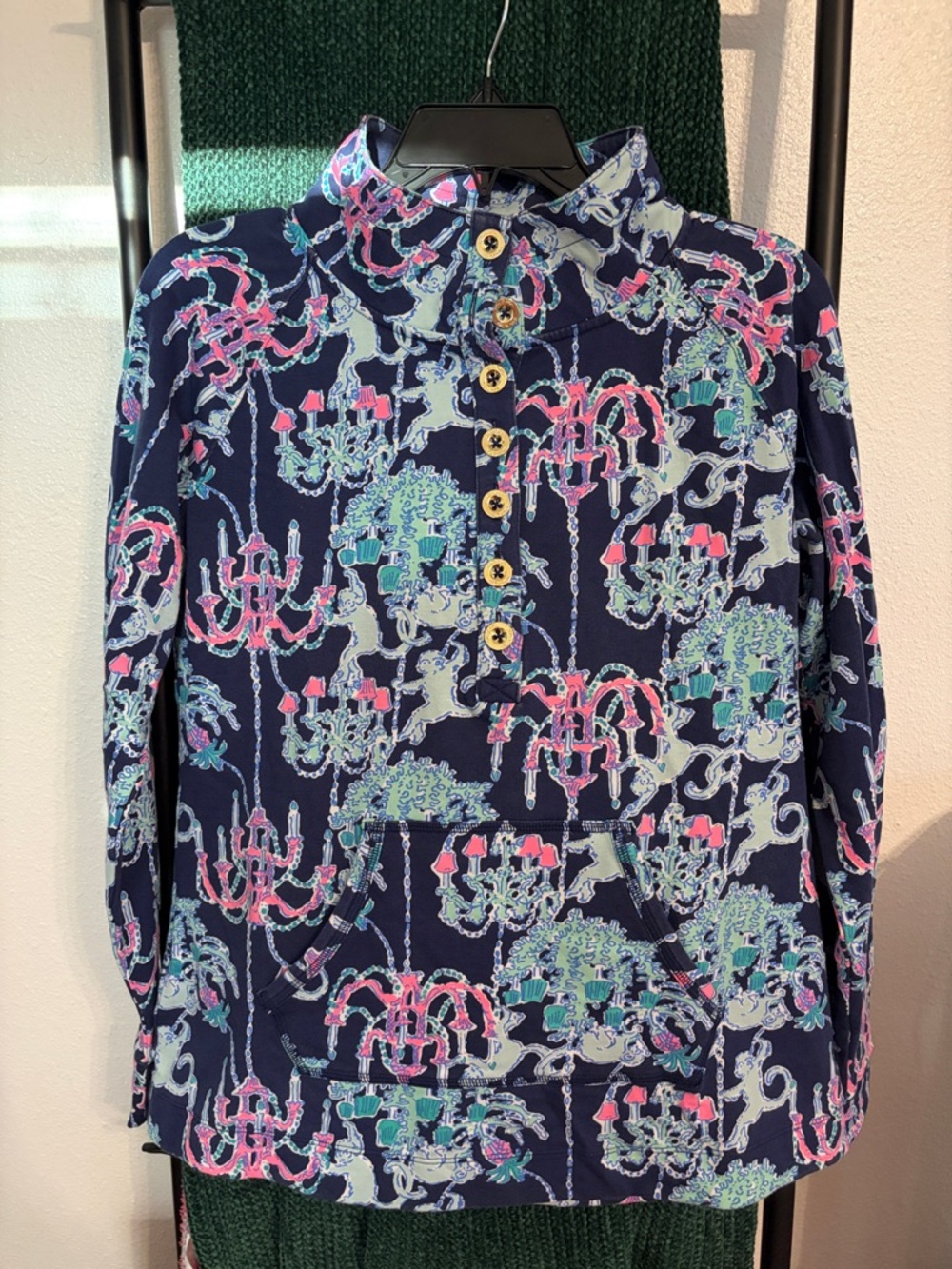 Lilly Pulitzer Navy Multicolor Cowlneck Sweater - Pink, Aqua, White